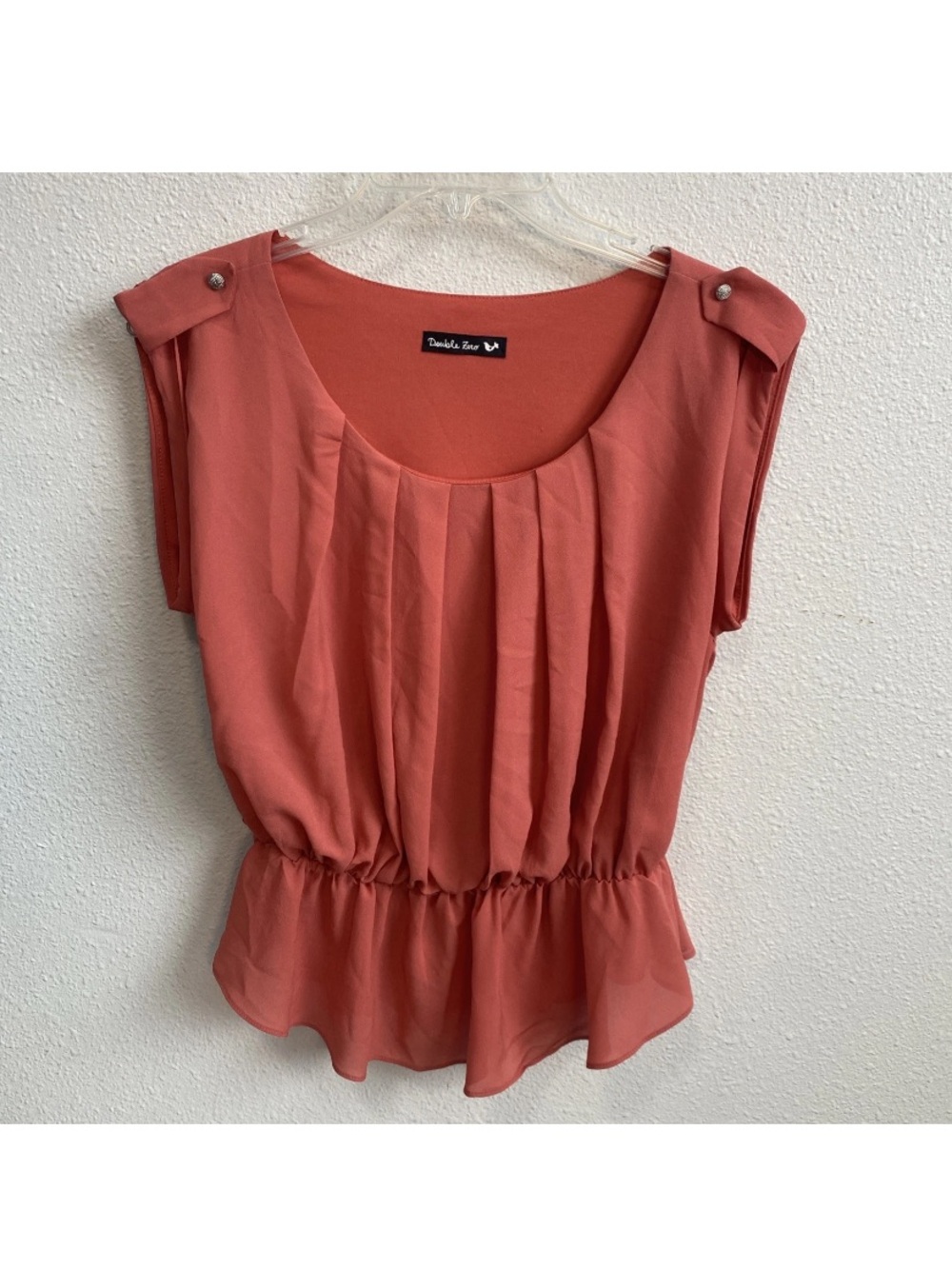 Double Zero Cap Sleeve Blouse Size Med/Large Pleated Gathered top Blouse